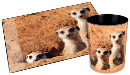 Läufer Runner trash, 13 litre trash can, Perfect for the nursery, Round, Sturdy Plastic, Meerkat