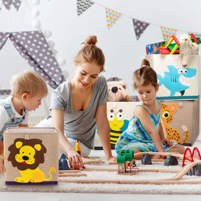 LIFENEY Children's Storage Box with Dog Motif, Toy Box with Animal Motif, Suitable for Cube Shelves, Organiser Box for the Children's Room