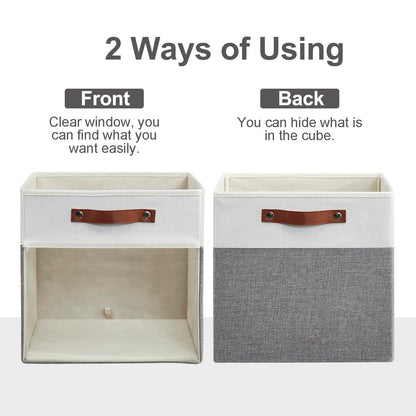 Bagnizer 4 Pack Large Ultra Thick Fabric Storage Boxes with Clear Window