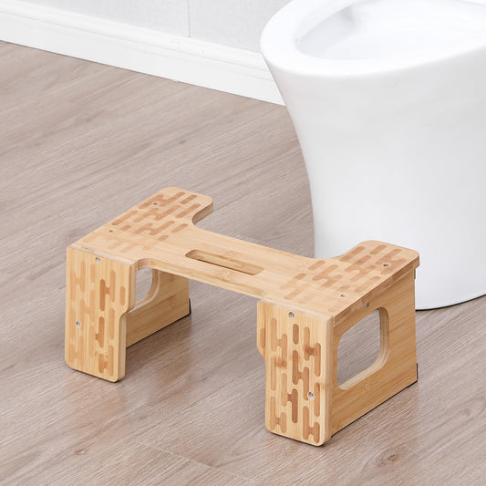 Fanwer Wooden Toilet Stool - 7" and 9" Adjustable Heights, Bamboo Material, Easy Assembly, Comfortable Defecation, Gut Health - Improve Bathroom