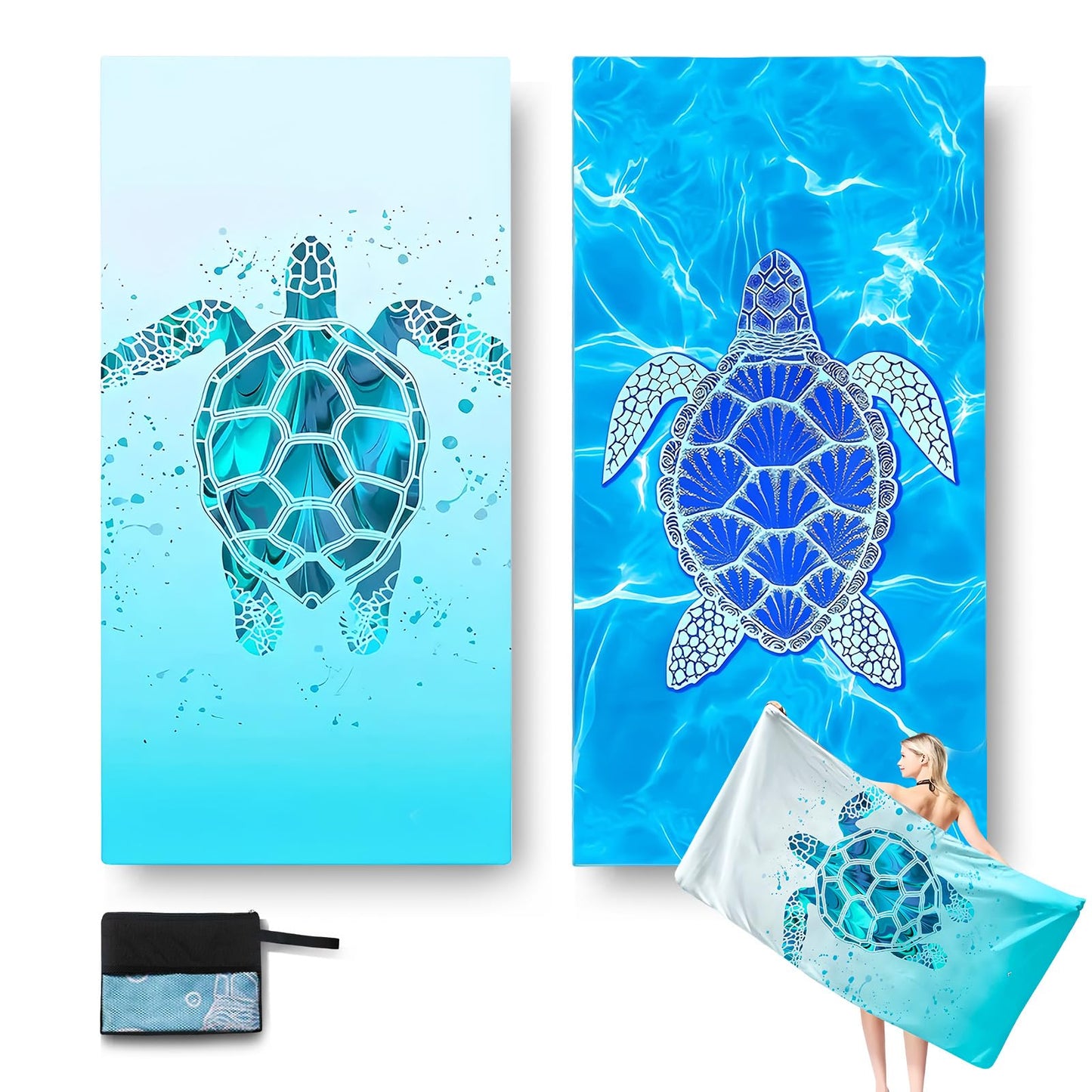 NBBENG 2 Pack Microfibre Beach Towels for Adults 180x90cm, Quick Dry Beach Towel, Reusable Soft Towels, Dock and Bay Towel - Sand Free, Lightweight