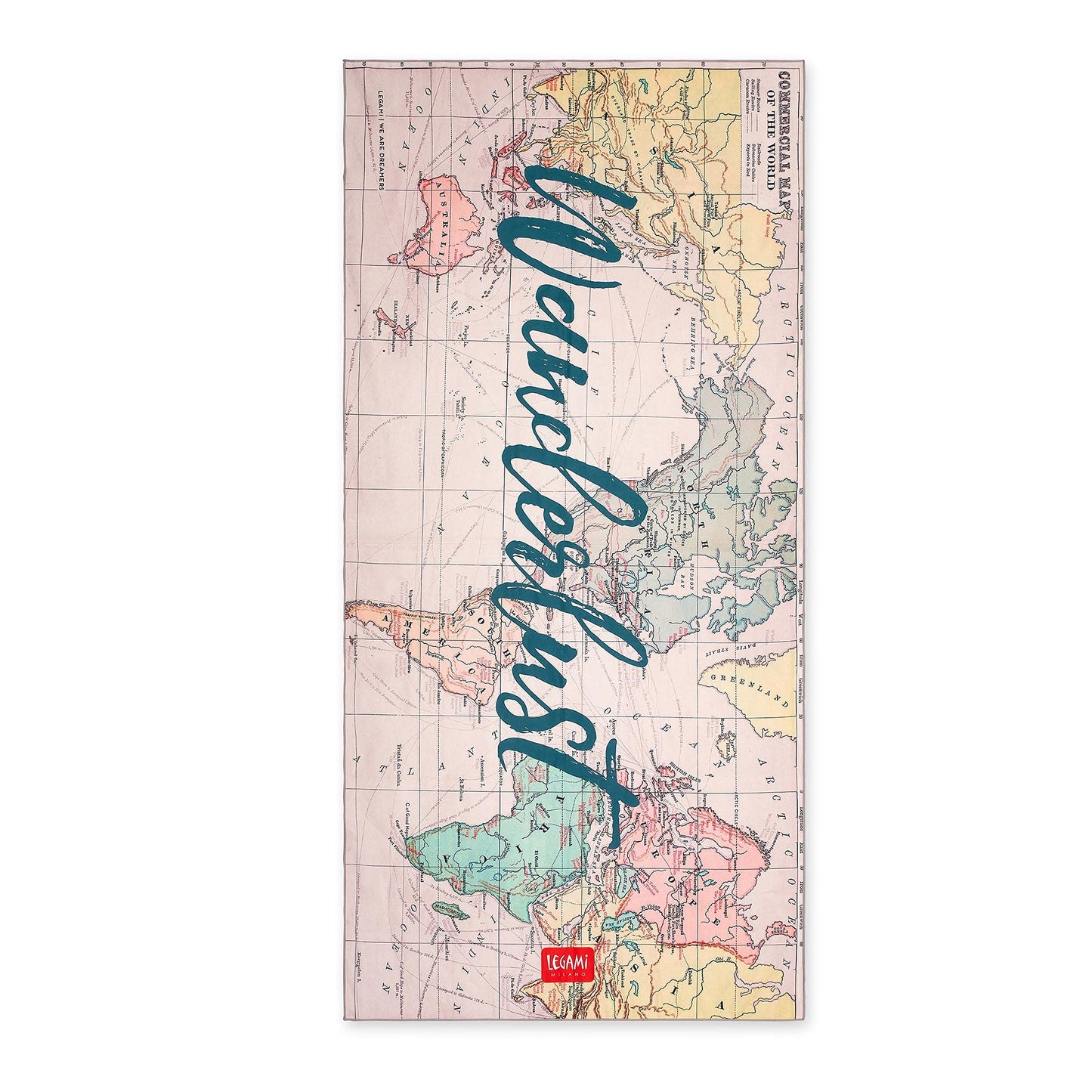 Legami ? Beach Towel, Theme: Travel, Quick Drying, Ultra-absorbent Microfibre Towel, Compact, Lightweight to Transport, Measurements: 85x180 cm, for