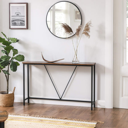 VASAGLE Console Table for Hallway, Slim Sofa Table for Living Room, Hallway Table, Easy Assembly, Rustic Brown and Ink Black LNT020B01