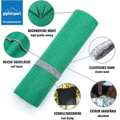 gipfelsport Microfibre Towel | Green | 1 1x S(80x40cm) & 1x L(140x70cm)