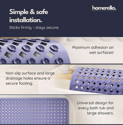 homerella Bath Mat Non Slip Anti Mould 88x39cm Shower Mat Non Slip Bath Mat