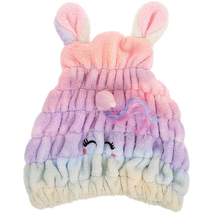 FOMIYES Unicorn Hair Towel Wrap Dry Hair Cap Soft Coral Fleece Absorbent Shower Cap for Women and Kids Drying Turban