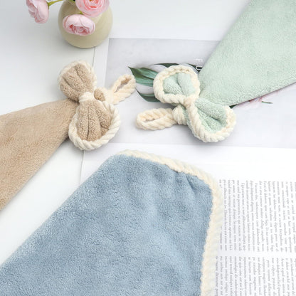 LHNNDM Pack of 3 Kitchen Bathroom Hand Dryer Towels, Microfibre Coral Fleece Lovely Hand Towels,Microfiber Coral Velvet Hand Towels Hanging Loop，Dry