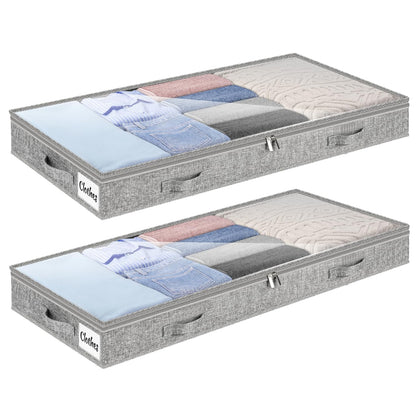 Kukikan Underbed Storage Drawers Set of 2, Lightweight Underbed Clothes Storage Container Bins with No Structure, Shallow Storage Bag for Dorm & Home