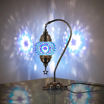 DEMMEX Turkish Moroccan Mosaic Table Lamp for Bedroom, Living Room - Tiffany Style Desk Bedside Lamp, Lampshade, Glass Mosaics & Beads, Decorated