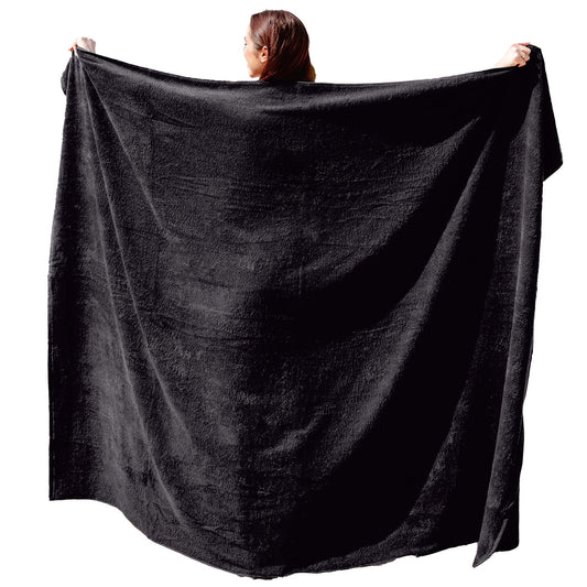 ADAMO XXL Oversize Beach & Bath Towel - 155 x 220 cm or 100 x 220 cm, Black