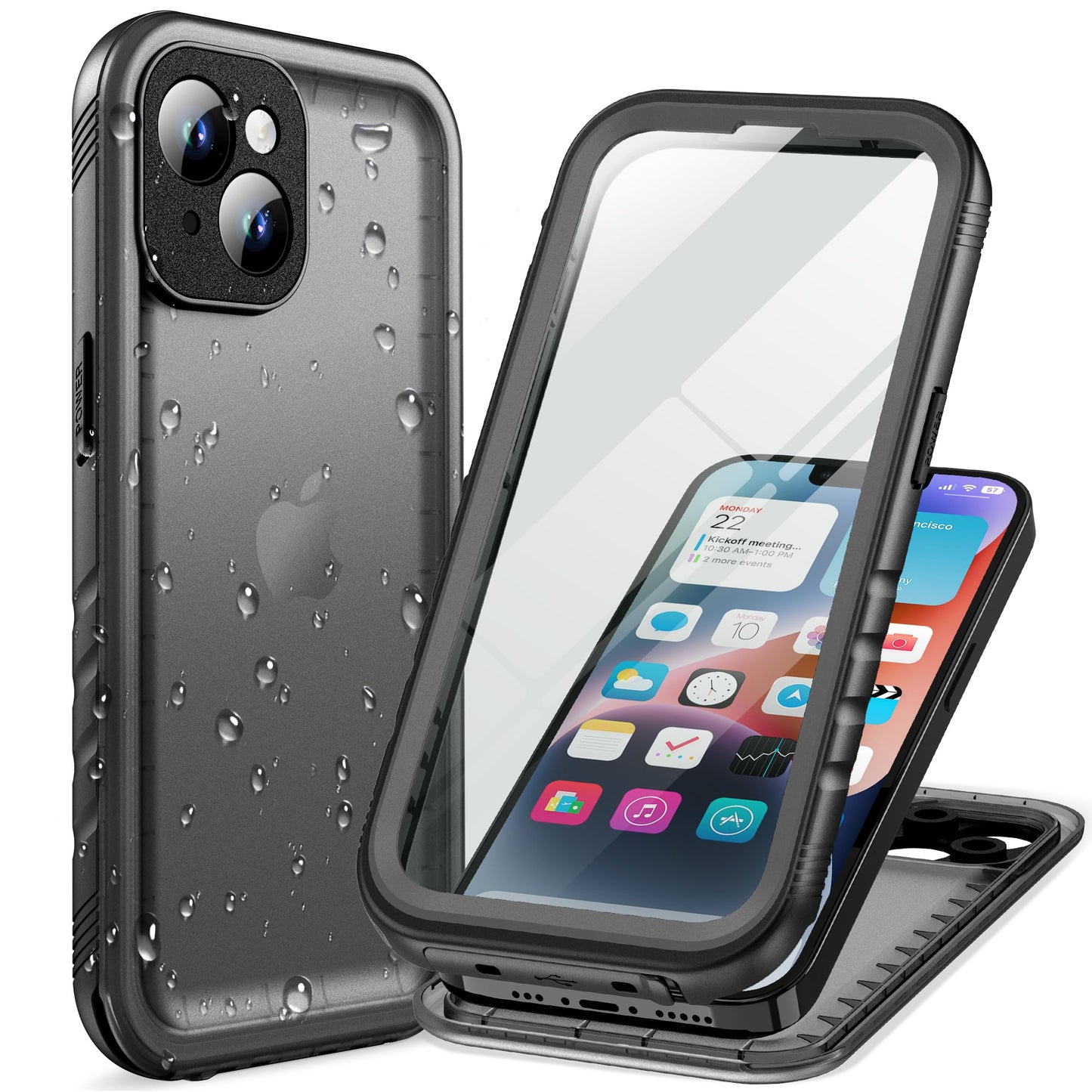 Cozycase for iPhone 14 Case Waterproof - 360 Heavy Duty with Screen/Camera Protector Shockproof IP68 Underwater Dustproof Water Dust Shock Proof