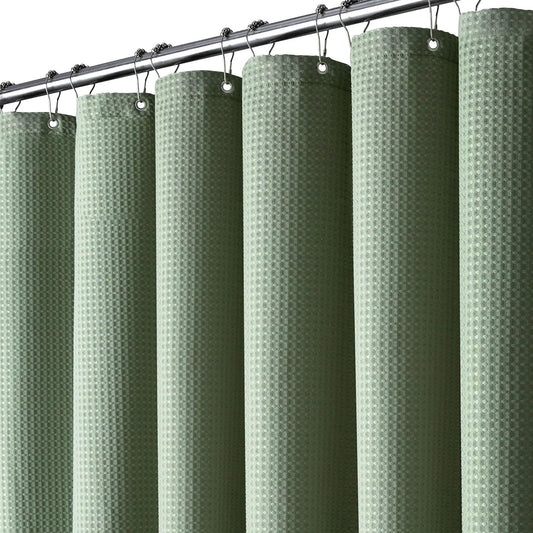 BTTN Waffle Shower Curtain, Weighted Mould Proof Resistant Thick Fabric Shower Curtains for Bathroom, Modern Hotel Luxury Waterproof Wet Room Shower