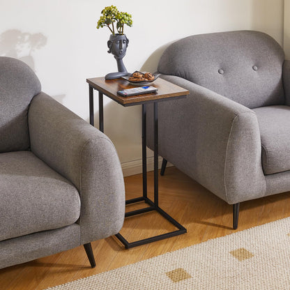 Aibiju C Shaped Side Table, Slide and Sofa Table, Coffee Table with Steel Frame for Living Room, Bedroom, Small Spaces