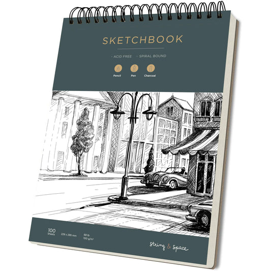 100gsm A4 Sketchbook for Artists - Spiral Bound Drawing Pad with Perforated, Acid-Free Pages - for Pencil, Pen & Charcoal - Durable Art Journal for