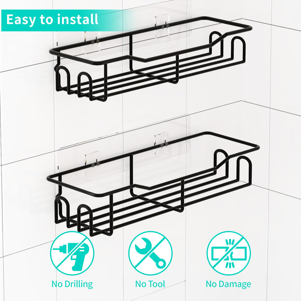HapiRm Shower Shelf No Drilling - Stainless Steel Bathroom Shower Storage