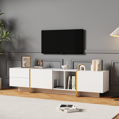 Ball & Cast TV Cabinet, High-gloss TV Unit, TV Stand Cabinet with 4 LED lighting Modes & 16 Colors, Wall Mounted/Floor Mounted, 180 * 35 * 30 cm