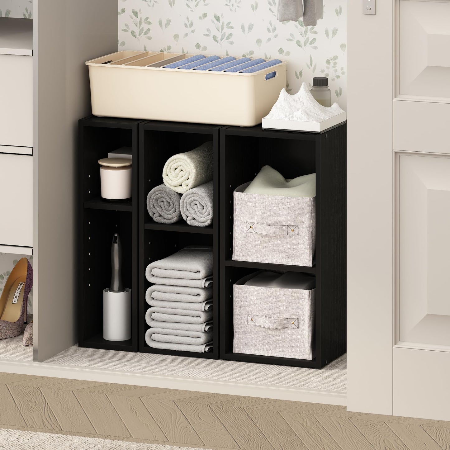 Furinno REED 2-Tier Closet Organizers and Storage, Closet Organizer, Open Shelf Closet Storage, for Wardrobe, Bedroom, Living Room, 15.2cm Width