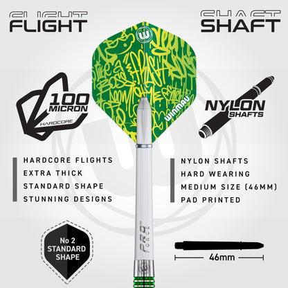 WINMAU Advance 500 Series Tungsten Green 22 Gram Steeltip Darts Set with Flights and Shafts (Stems)