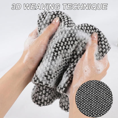 Exfoliating Shower Towel - Deep Exfoliating Towel, Back Scrub Gentle on Sensitive Skin, 3D Weaving   Technique Shower Towel Machine Washable