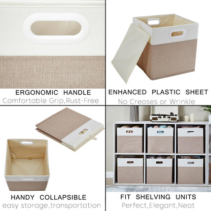 Mangata Cube Storage Box 25x25x25cm, Light Khaki Cream White, 1Pc