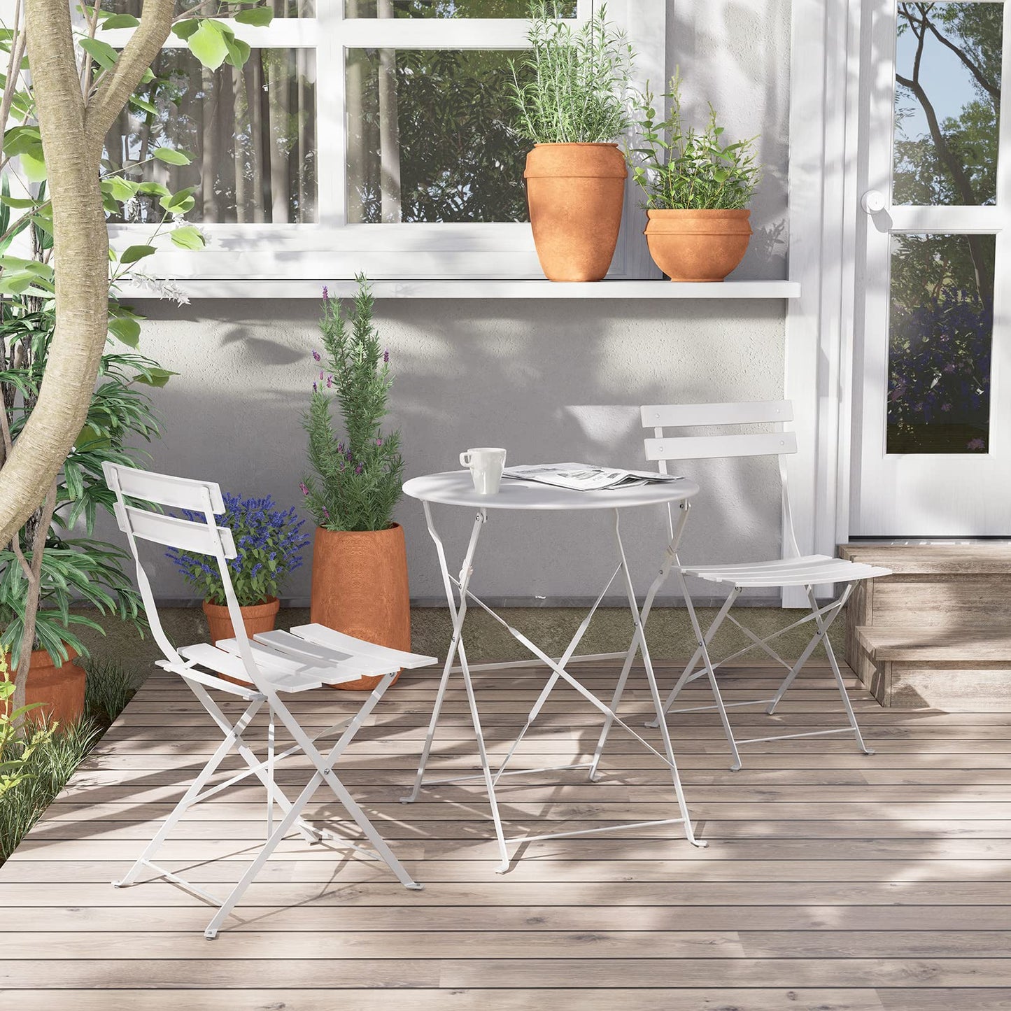 Grand patio Bistro Set 3 Pieces, Garden Furniture Set, Folding 2 Chairs and 1 Table, Weather-Resistant, Patio Table Chairs for Balcony,Yard, Garden