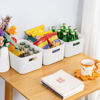 Cetomo 8L*4 Storage Basket, Plastic Open Storage Box, Containers for Shelves, Organizers with Handles for Office, Countertops, Cabinets, PP, BPA Free