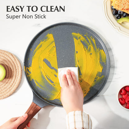 SENSARTE Nonstick Crepe Pan, Swiss Granite Coating Dosa Pan Pancake Flat Skillet Tawa Griddle 10-Inch with Stay-Cool Handle