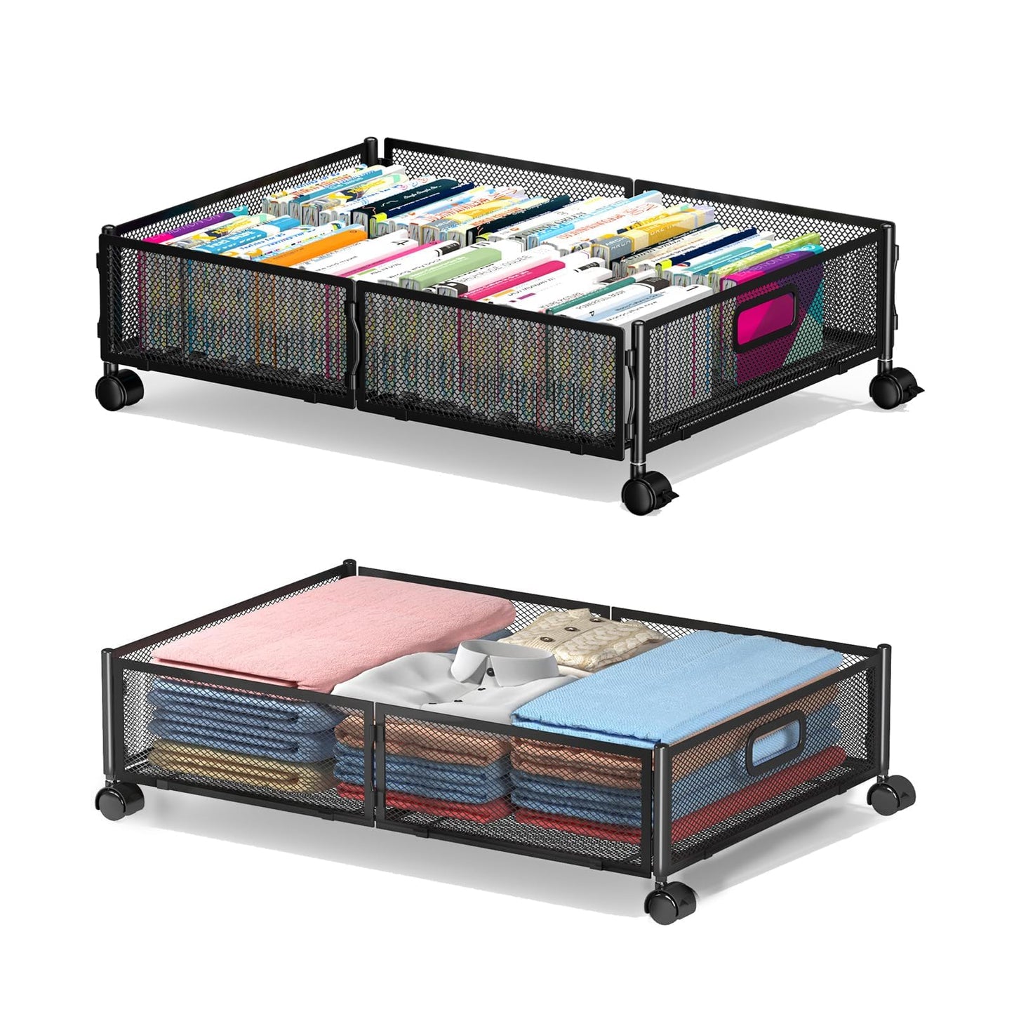 Underbed Storage Box, Clothes Storage, Foldable, Easy Install, Large Capacity, Space Saving