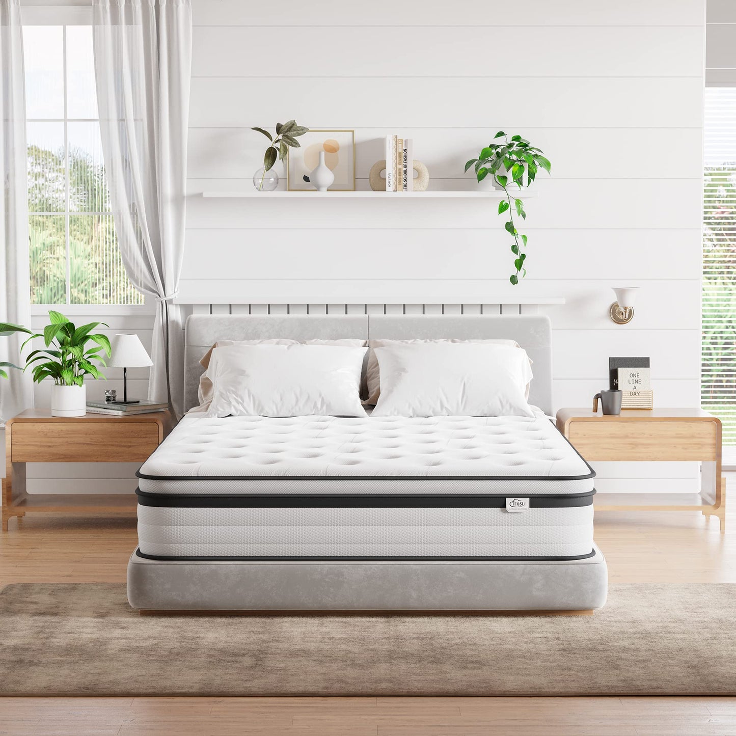TeQsli King Mattress 5FT Memory Foam Spring Hybrid Mattress 27CM