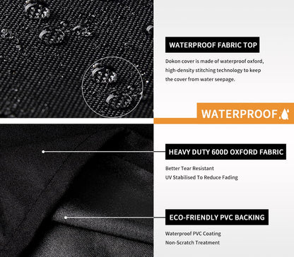 Dokon V-Shape Garden Furniture Covers Waterproof Heavy Duty 600D Oxford Fabric Windproof Anti-UV Outdoor Rattan Corner Sofa Cover with Air Vent, Patio
