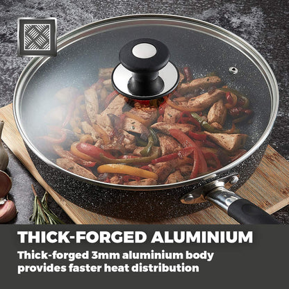 Tower T900117 Precision 28cm Non-Stick Forged Aluminium Multi-Pan with Black Diamond Coating, Stay Cool Handle, Black