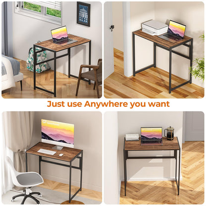 GreenForest Folding Desk 80cm No Assembly Required for Small Space, Brown