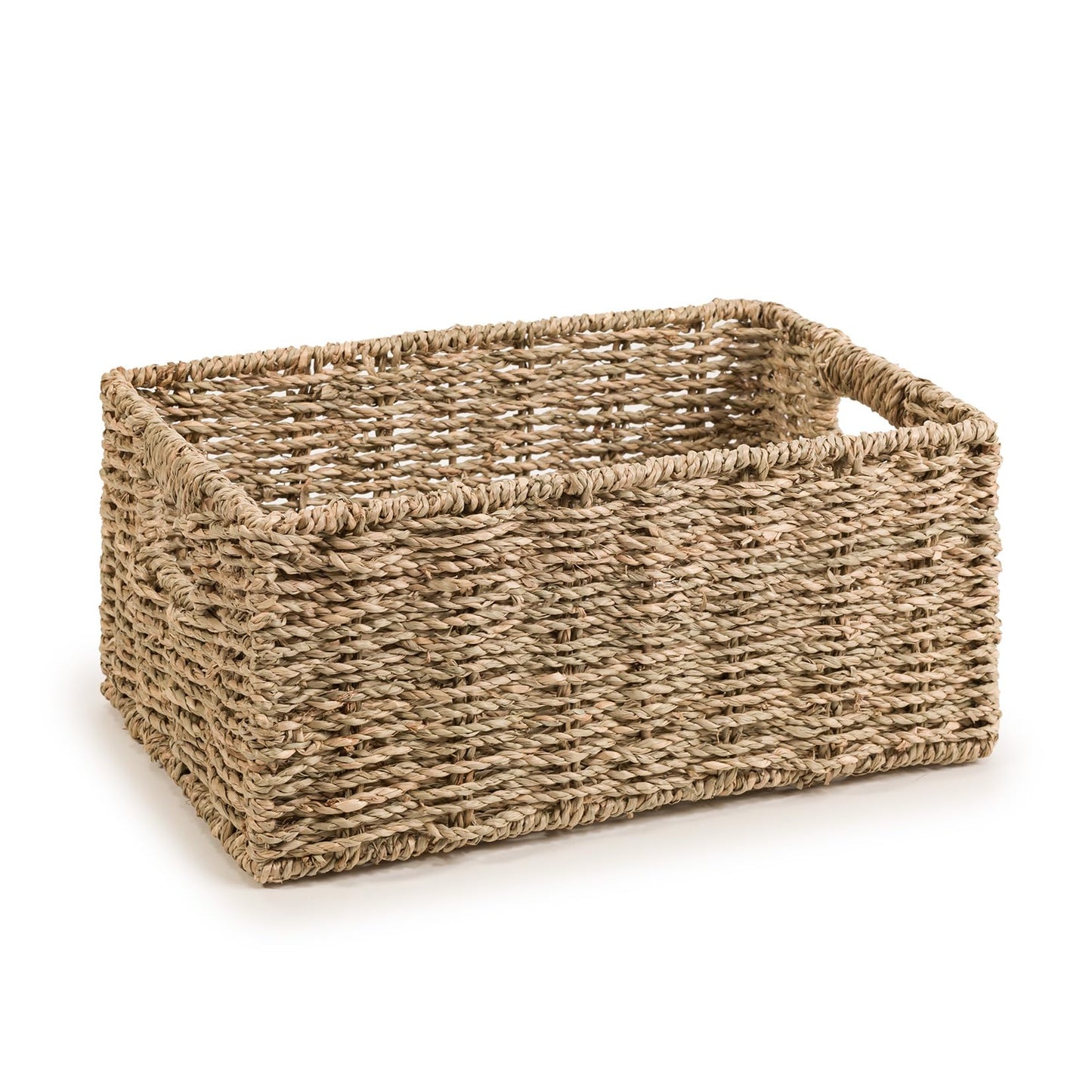 Woodluv Storage Baskets for Shelves, Woven Seagrass Hamper Gift Basket Bathroom, Bedroom, Storage Organiser Toys Shelf Basket, Medium