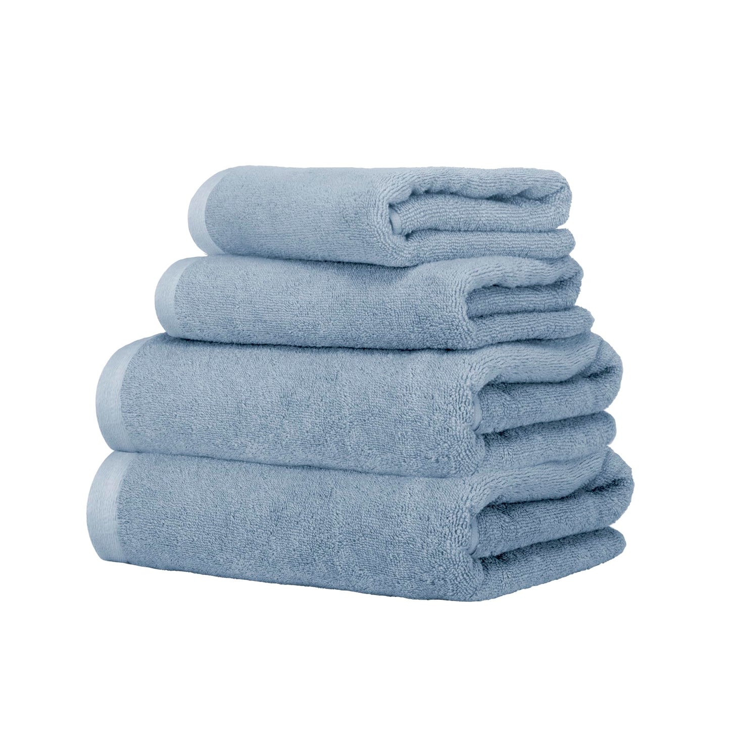 Ruggeri, 4 Towel Set, 2 Hand and 2 Guest, Cotton, Light Blue