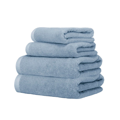 Ruggeri, 4 Towel Set, 2 Hand and 2 Guest, Cotton, Light Blue