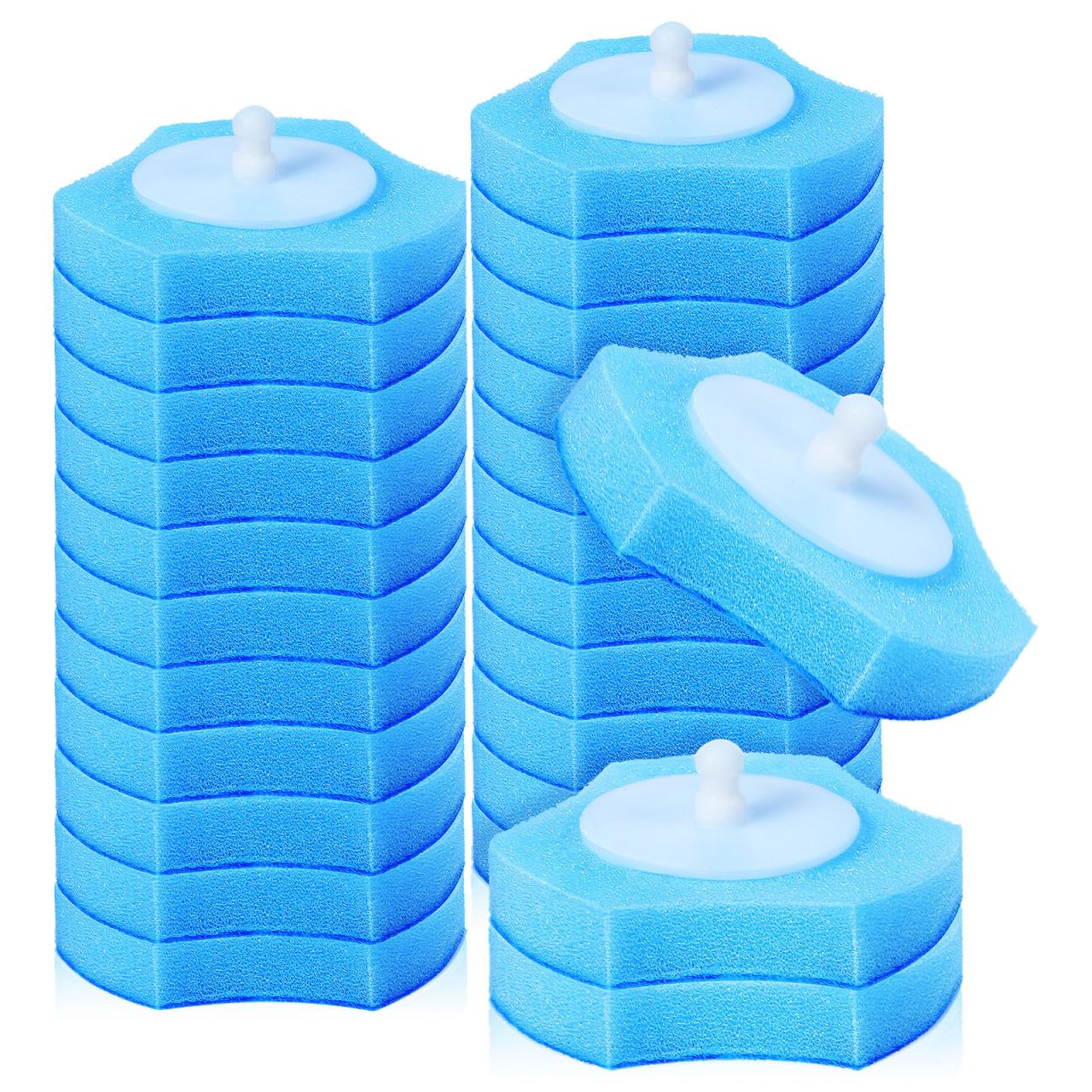 TOPBATHY 30 Pack Disposable Toilet Brush Refills Sponge Brush Head Replacement for Toilet Cleaner Flat Bottom Cleaning Pads Easy Attach Refills for