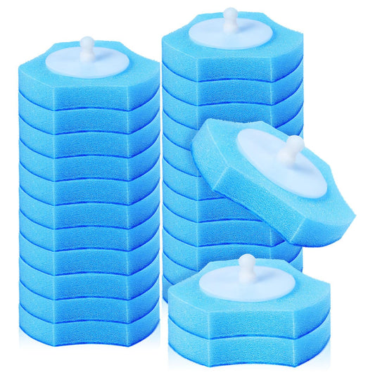 TOPBATHY 30 Pack Disposable Toilet Brush Refills Sponge Brush Head Replacement for Toilet Cleaner Flat Bottom Cleaning Pads Easy Attach Refills for