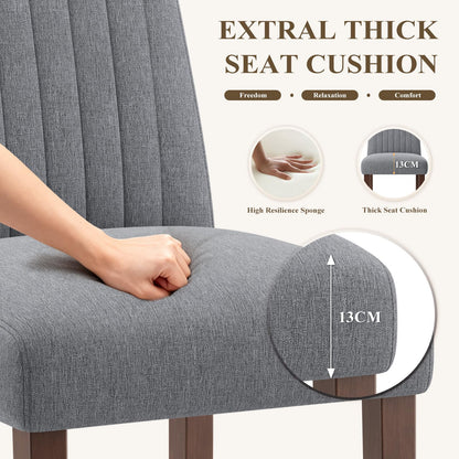 COLAMY Dining Chairs Set of 4 with Thick Seat Cushion, Fabric Chairs for Dining Room with Wood Legs and Ergonomic High Back