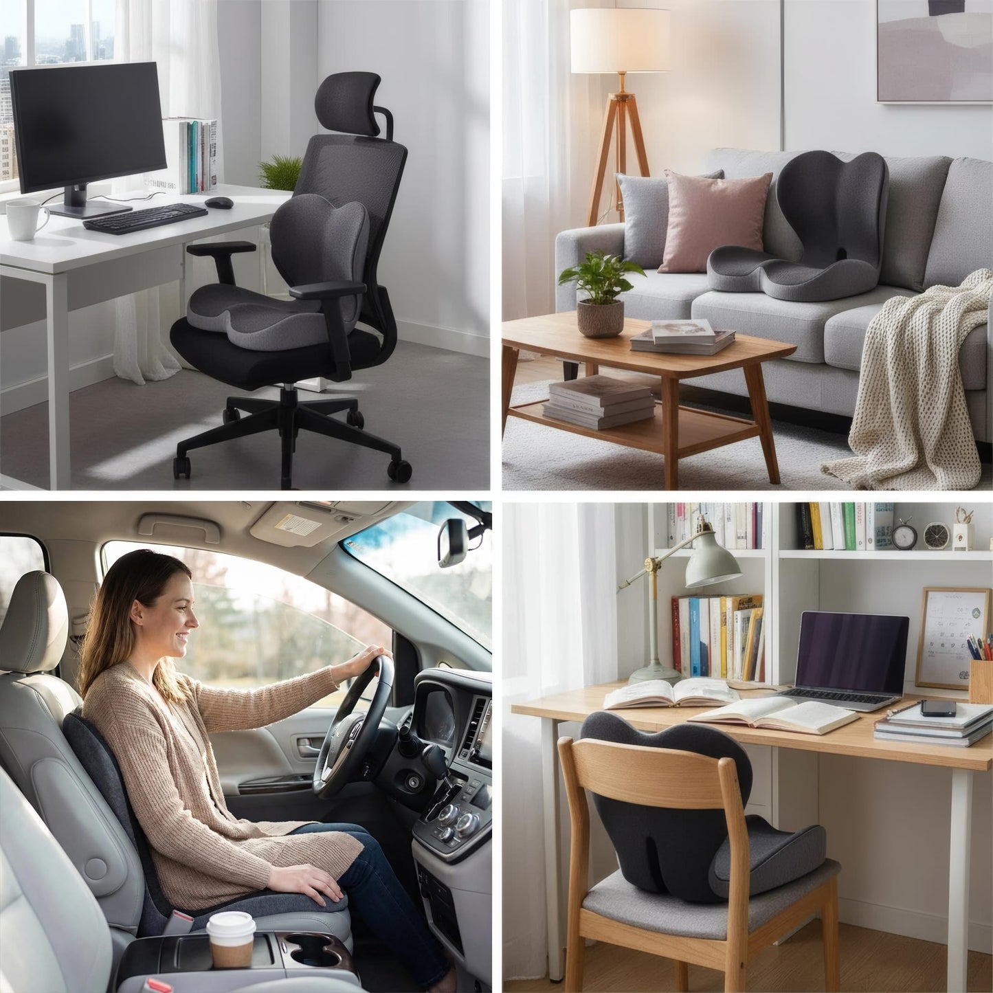 WHOCRAZY Memory Foam Seat Cushion for Office Chair & Car Seat, Ergonomic Coccyx Cushion for Tailbone & Sciatica Pain Relief