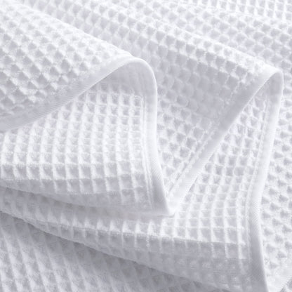 POLYTE Microfibre Oversize Quick Dry Lint Free Bath Towel, 152 x 76 cm, 4 Pack (White, Waffle Weave)