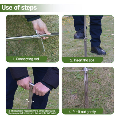 SurmountWay Soil Sampler Probe 34 Inch with Footsteps, Stainless Steel T-Style Handle Soil Test Kits Soil Probes for Soil Sampling Plant Care Garden