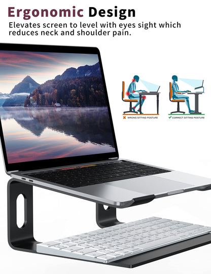 ALASHI Laptop Stand for Desk, Aluminum Computer Riser, Ergonomic Notebook Holder, Detachable Metal Laptops Elevator