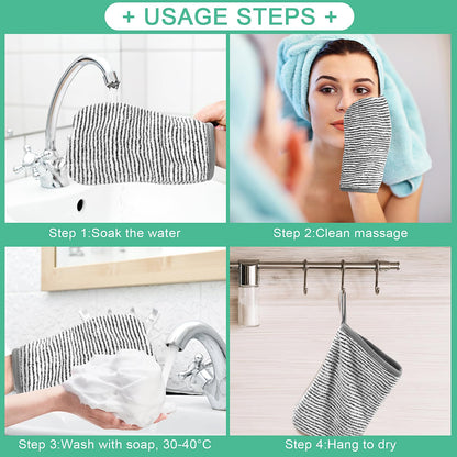 PHOGARY Face Cloths Body Wash Mitt, Super Absorbent & Soft Face Towels Facial Mitts, Reusable Makeup Remover Cloth Facial Cleansing Cloths