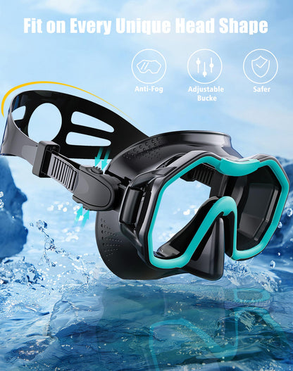 Lealinga Snorkel Set Adults 2Pack, Snorkel Mask Anti-Fog Panoramic View Diving Mask Dry Top Snorkel Kit with Travel Bag Diving Set for Snorkeling