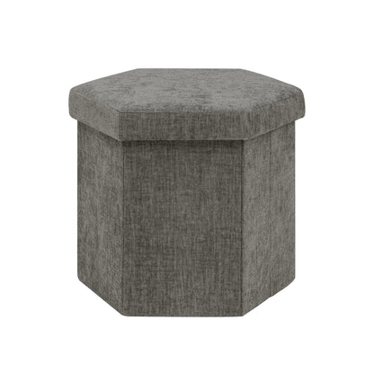 Bonlife Folding Storage Ottoman Hexagonal, Footrest with Toy Ches Box, 43cm