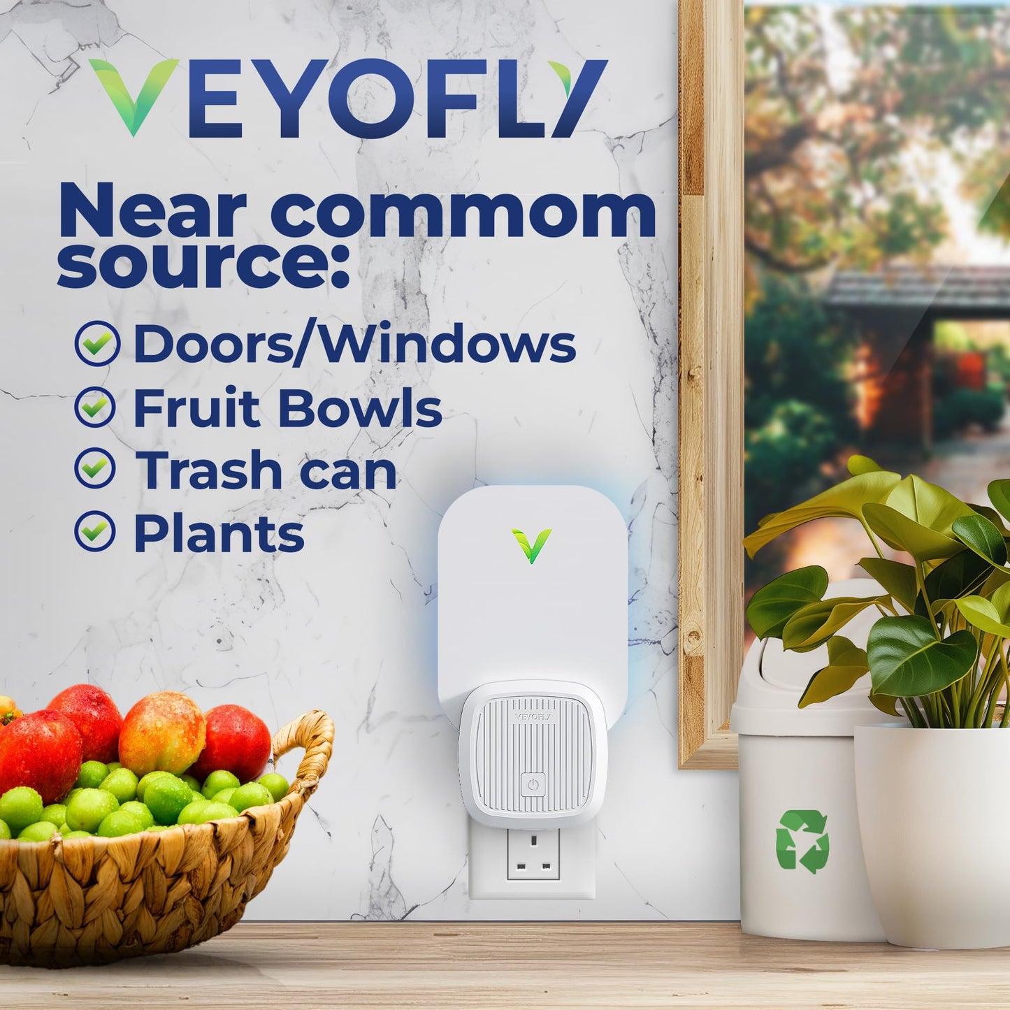 VEYOFLY Fly Trap Indoor, Fruit Fly Traps for Indoors, (4 Device + 12 Refills) Gnat Traps for House Indoor, Fly Catcher Indoor, Safer Plug in Light
