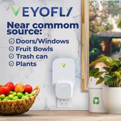 VEYOFLY Fly Trap Indoor, Fruit Fly Traps for Indoors, (4 Device + 12 Refills) Gnat Traps for House Indoor, Fly Catcher Indoor, Safer Plug in Light