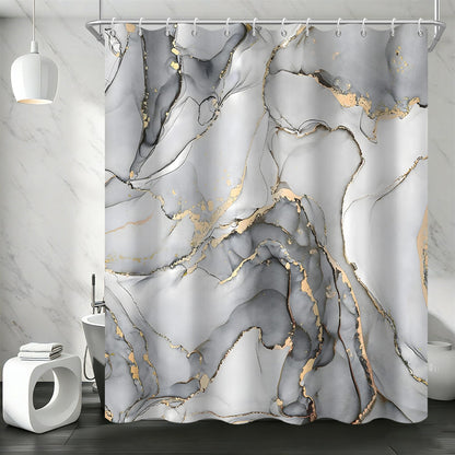 GCIREC Shower Curtain, 180x200cm, Light Gray Ombre Modern Abstract Art Marble Waterproof Fabric Machine Washable Bathroom Curtain with Hooks