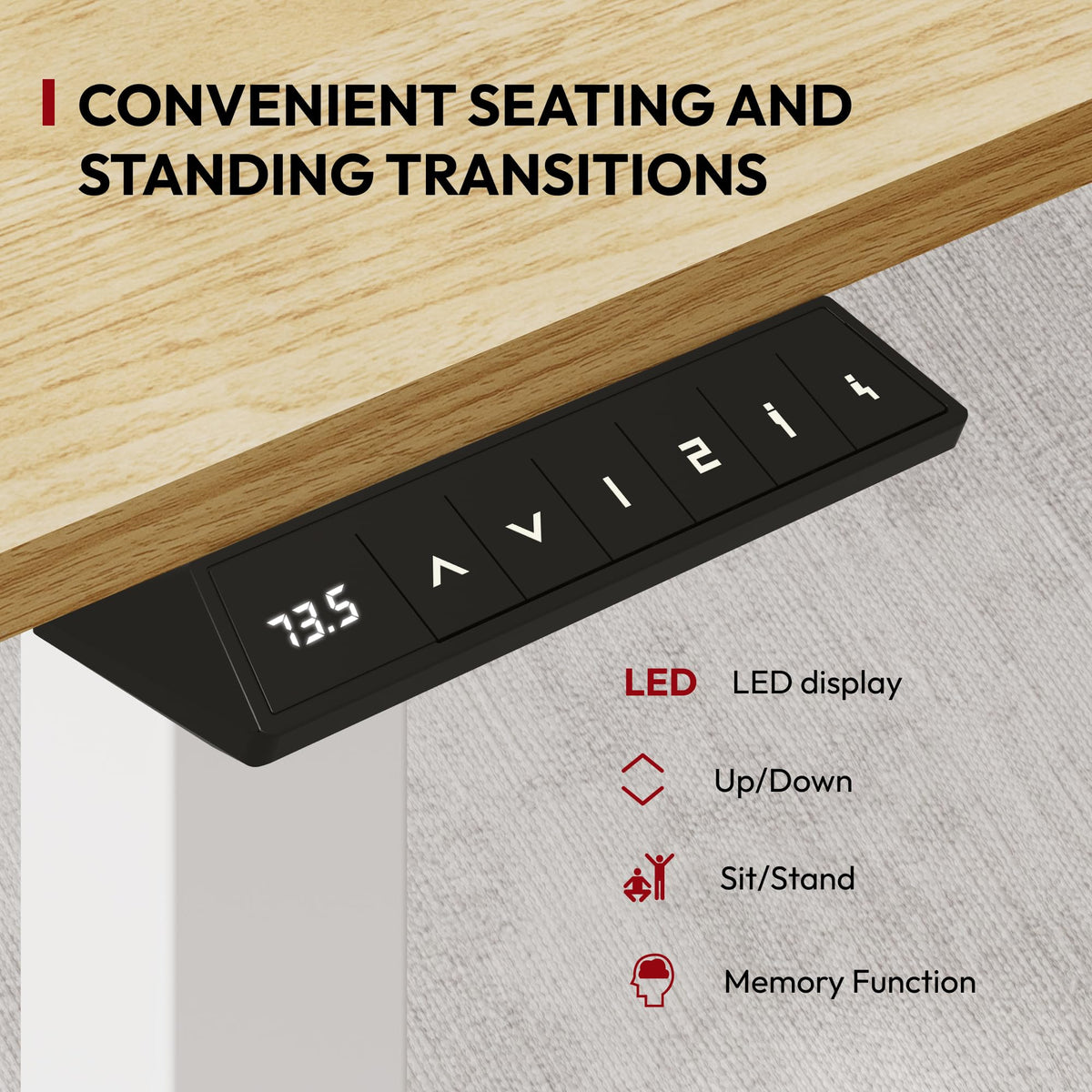 SANODESK 160 * 60 Electric Standing Desk Height Adjustable Desk Sit Stand Table with 4 Memory Smart Pannel with Splice Board for Home Office