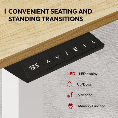 SANODESK 160 * 60 Electric Standing Desk Height Adjustable Desk Sit Stand Table with 4 Memory Smart Pannel with Splice Board for Home Office